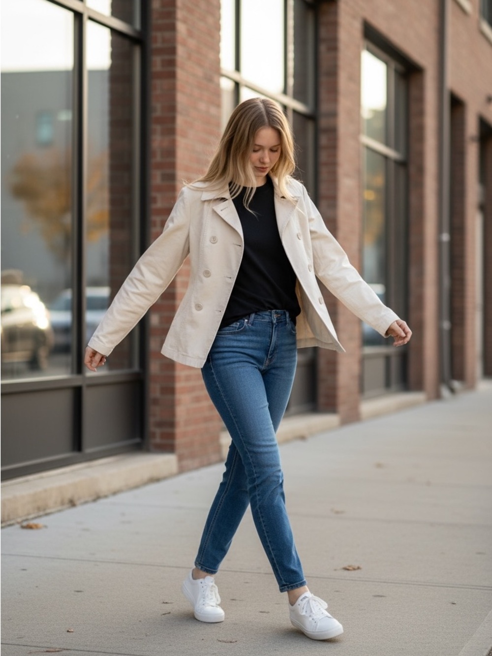 2004 GAP Cream Button-Front Trench Coat